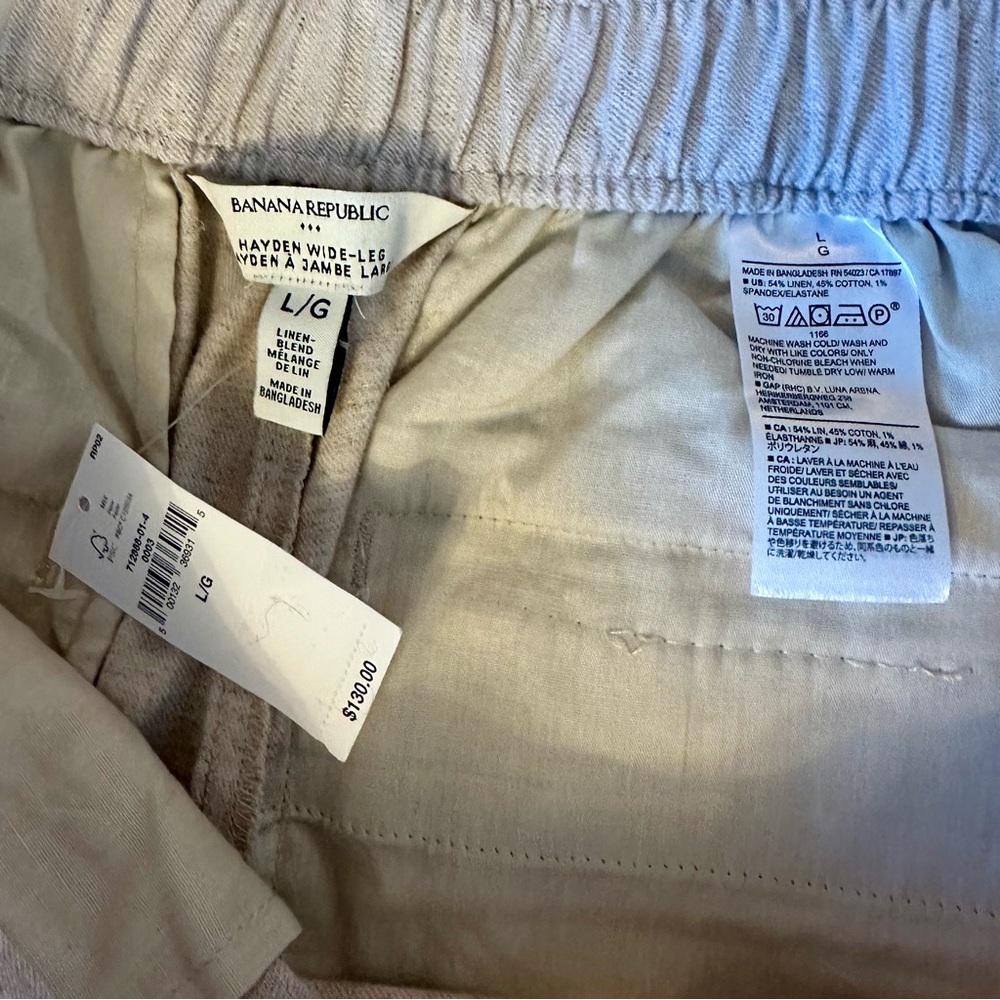 Banana Republic Linen Blend Wide-Leg Pants Size L - Picture 4 of 5